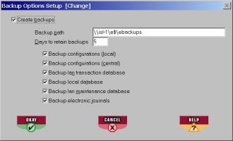 The backup configuration screen is illustrated above.